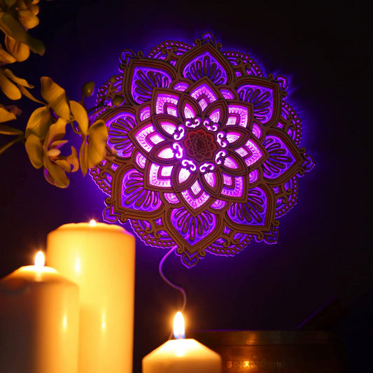 Handmade Wooden Mandala Wall Lamp