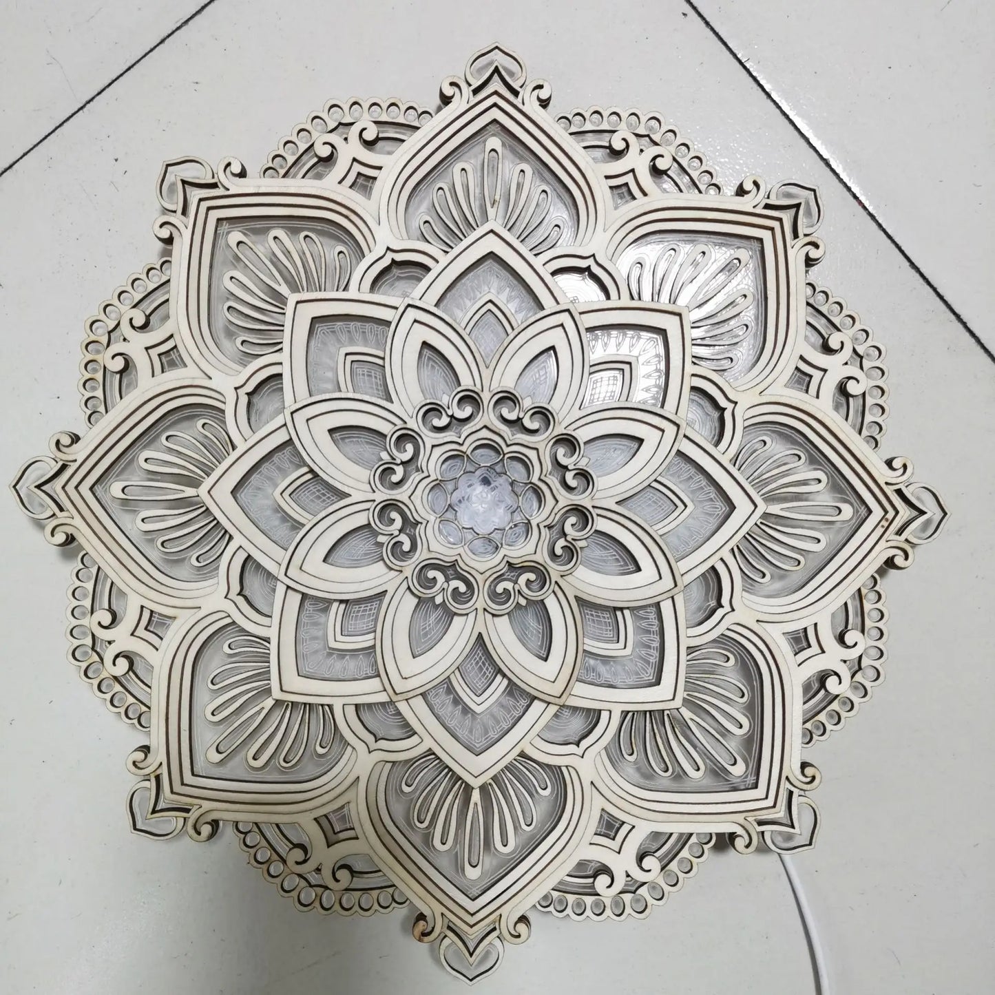 Handmade Wooden Mandala Wall Lamp