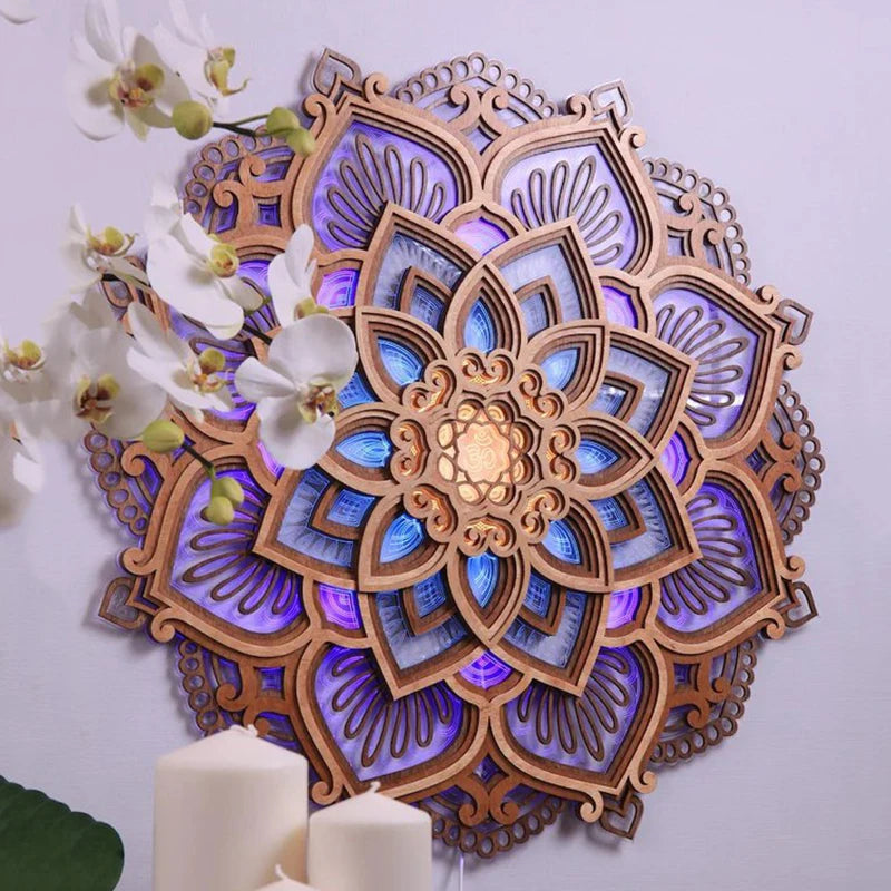 Handmade Wooden Mandala Wall Lamp