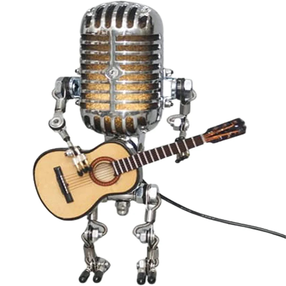 Vintage Microphone Guitar Robot Table Lamp