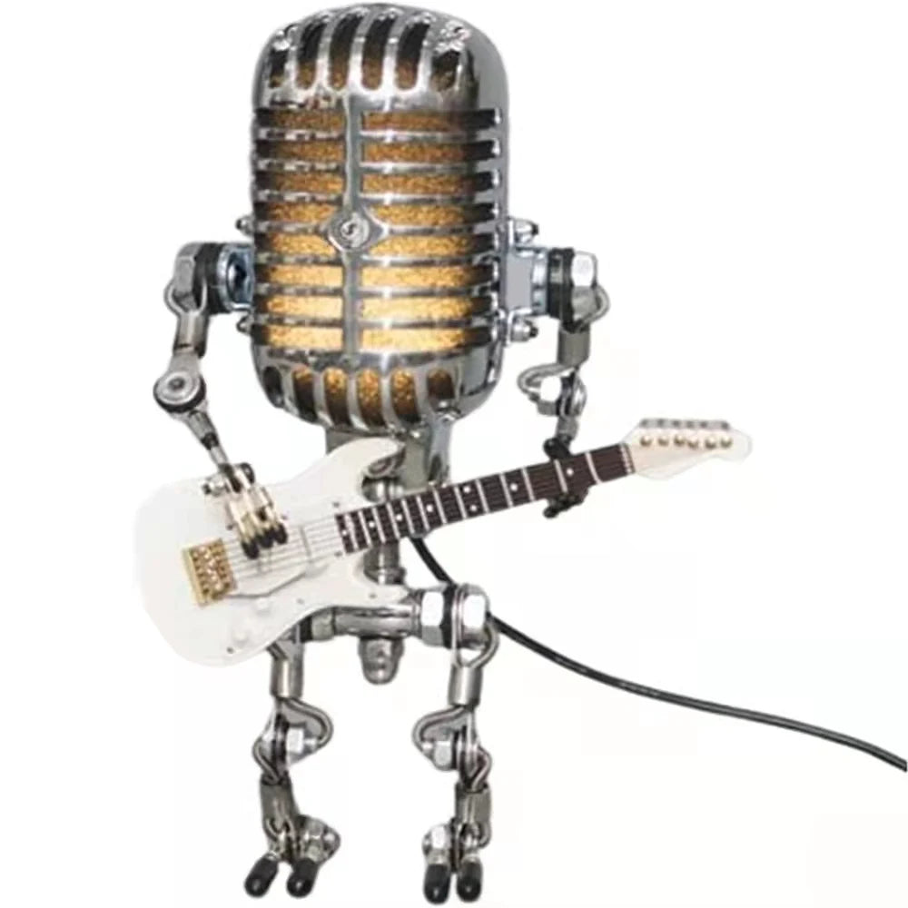 Vintage Microphone Guitar Robot Table Lamp