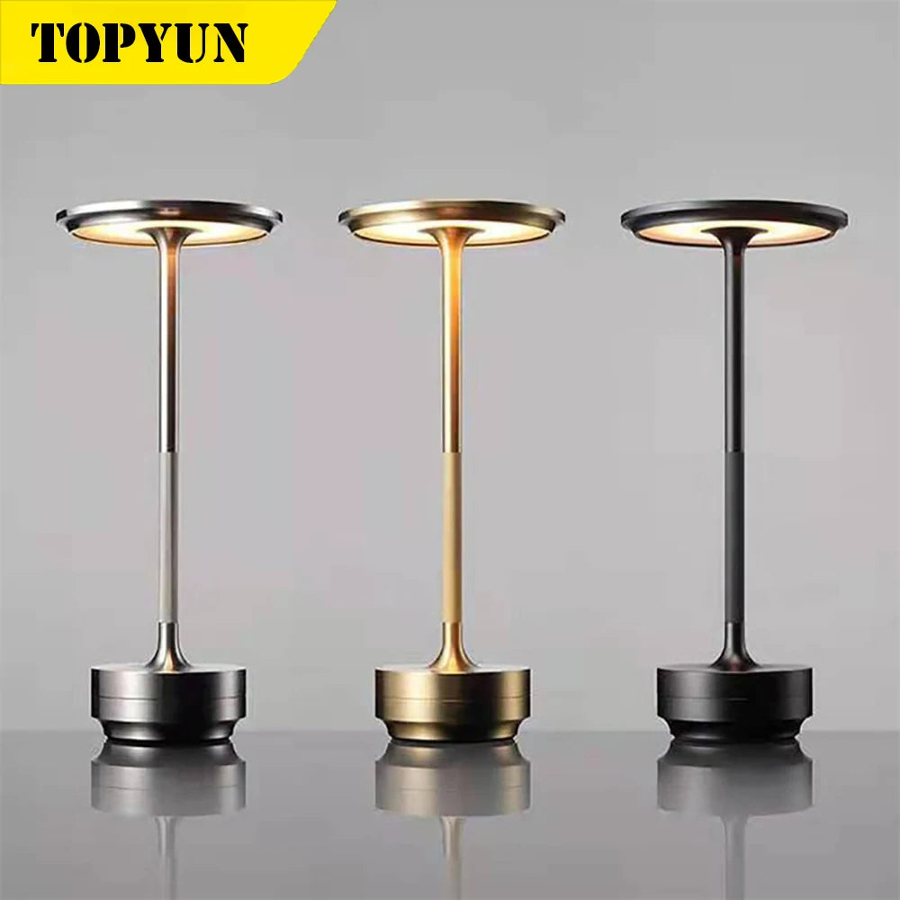 Metallic Cordless Rechargeable Waterproof Table Lamp