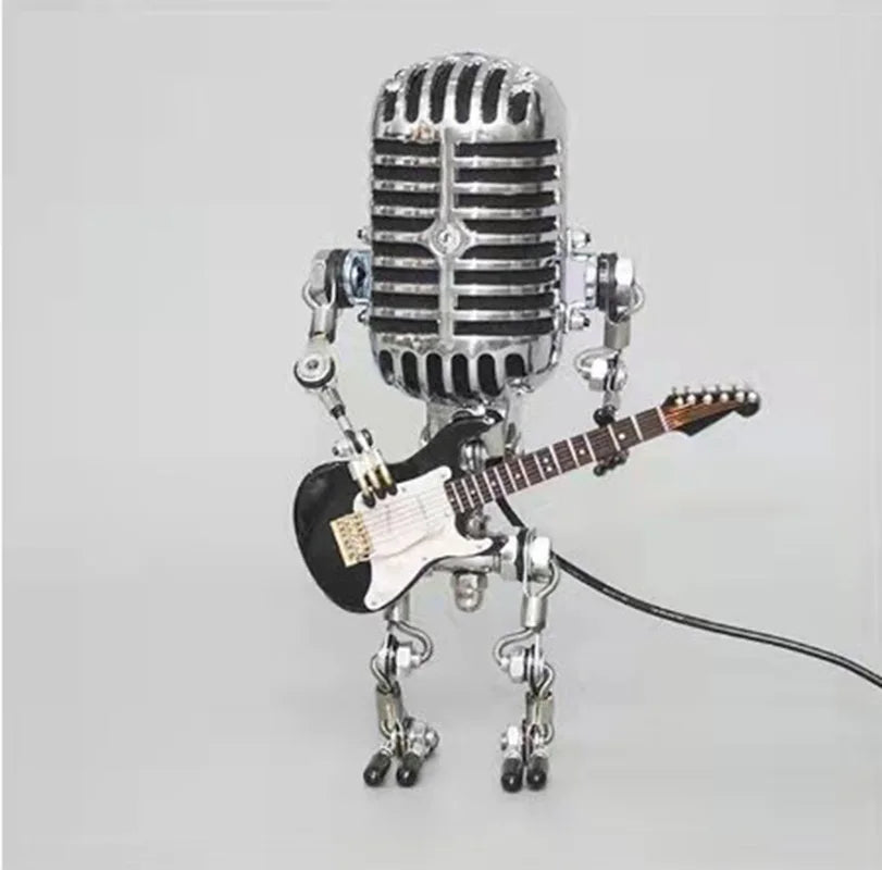 Vintage Microphone Guitar Robot Table Lamp