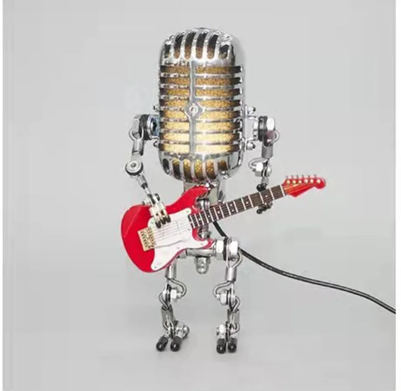 Vintage Microphone Guitar Robot Table Lamp