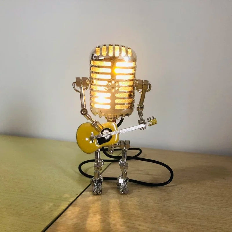 Vintage Microphone Guitar Robot Table Lamp