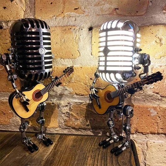 Vintage Microphone Guitar Robot Table Lamp